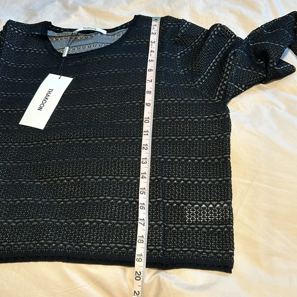 NWT THAKOON Lace Jacquard Mini Crewneck Sweater Black XL